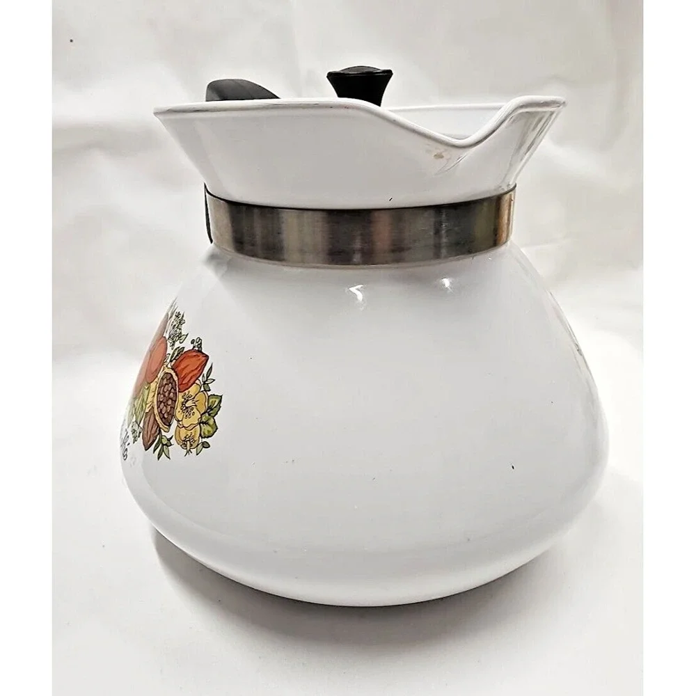 Vintage Corning Ware Spice of Life 6 cup Tea kettle 1970's with Lid Retro Kitsch - Picture 5 of 15